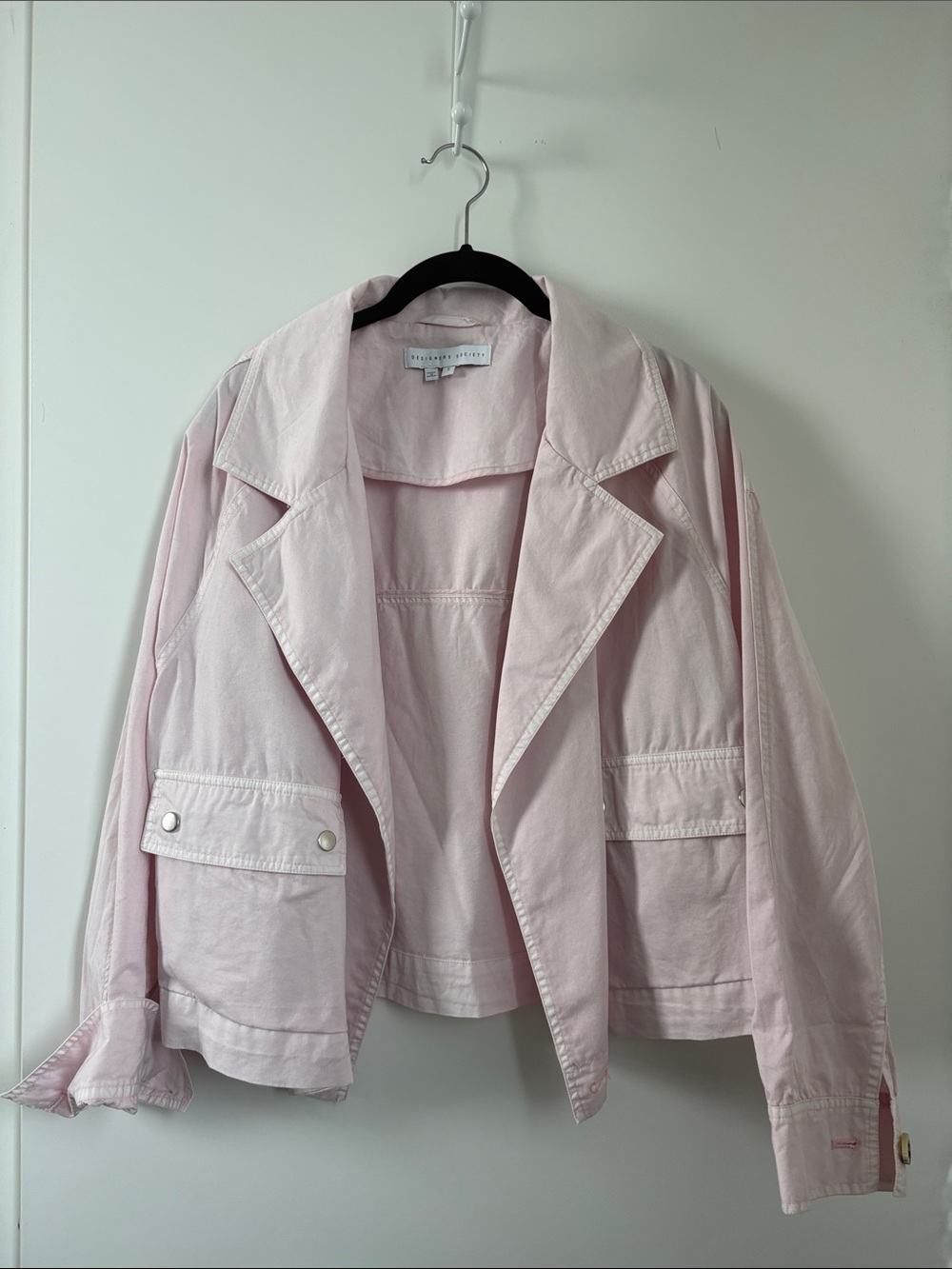 Light Blush Utility Jacket with Snap Pockets